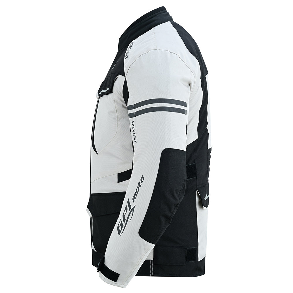 Men’s All-Season 7 Pockets Waterproof High Premium Quality Motorcycle Jacket – Beach/Black