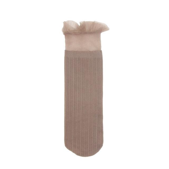 1 Pair Woman Socks Spring New Fashion Socks Solid Color Women Soft Cute Long Socks For Women Mesh Thin Socks High Quality Cotton Invisible Socks For Women
