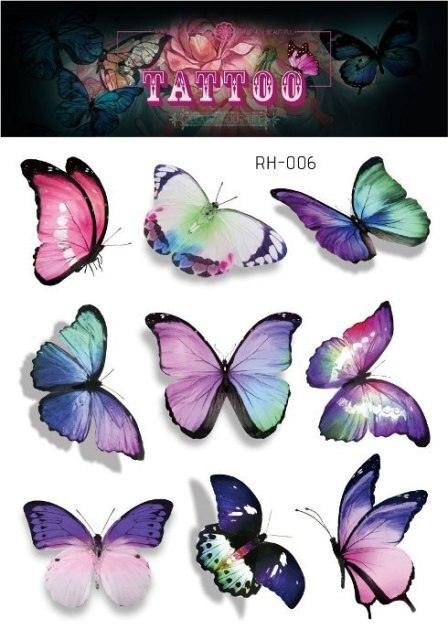 1 Pc Butterfly 3D Temporary Tattoo 52 Style Waterproof Butterfly Tattoos Stickers Temporary Colorful Design For Womens