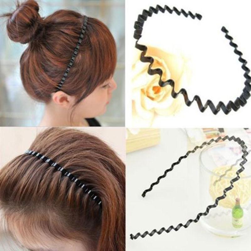 1 pc Fashion Wave Men's Women Unisex Black Wavy Hair Head Hoop Band Sport Headband Hairband Gorgeous Hair Accessories For Men And Women