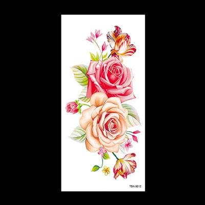 1 Pcs Elegant Temporary Tattoos Stickers Rose Flowers Arm Shoulder Tattoo Waterproof Big Luxury Flower For Womens