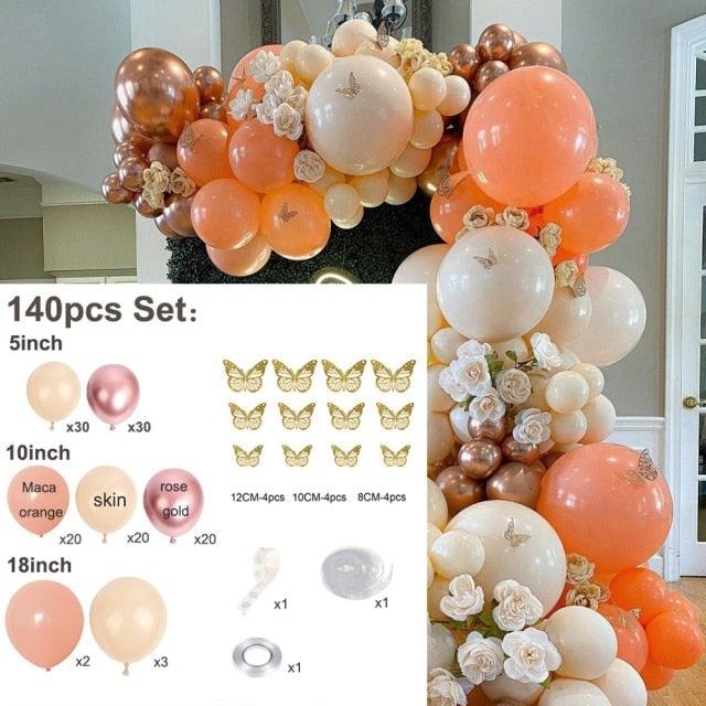 1 Set Pink Purple Chrome Rose Gold Balloon Garland With Butterfly Stickers Arch Kit For Birthday Wedding Party Decorations