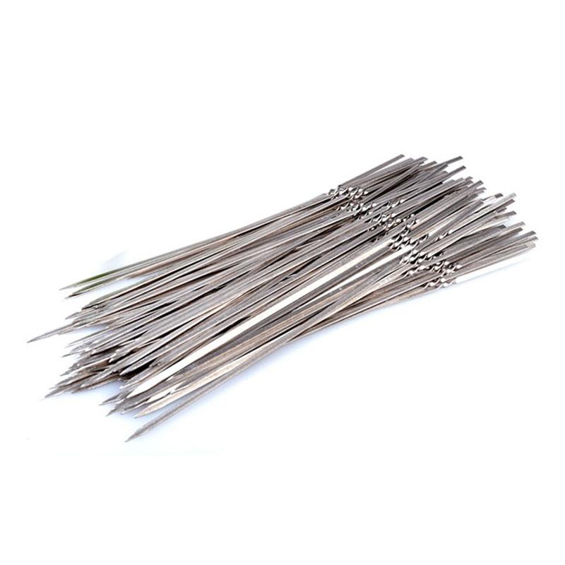 10-20Pcs Stainless Steel Barbecue Skewer Reusable BBQ Skewers Kebab Iron Stick For Outdoor Camping Picnic Tools Cooking Tools Stainless Steel Barbecue Skewers Durable and Reusable Metal Skewers