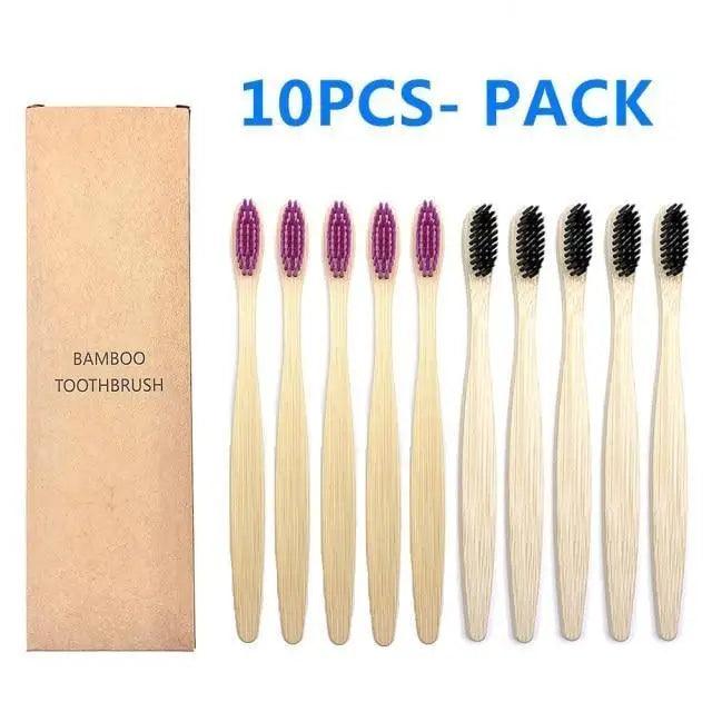 10 Pcs Natural Colorful Toothbrush Eco Friendly Soft Bamboo Toothbrush Bamboo Tooth Dental Oral Care Wood Tooth Brushes