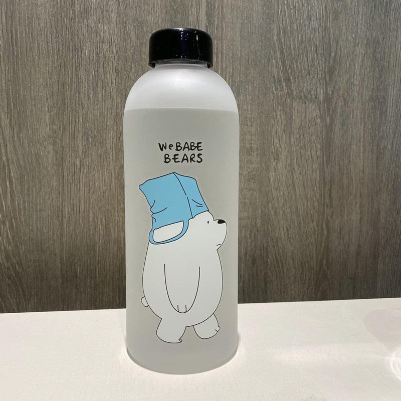 1000ml Water Bottles Cute Panda Bear Cup With Straw Transparent Cartoon Water Bottle Drinkware Frosted Cup Leak-proof Plastic Straw Cartoon Frosted Leak Proof Panda Bear Pattern Transparent Water Cup Sports Drink Water Bottle