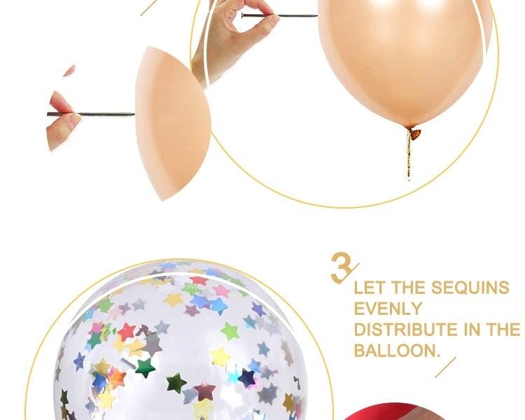 10/20 Star Metallic Confetti Latex Transparent 12inch Balloons For Baby Shower Birthday Party Wedding Decoration