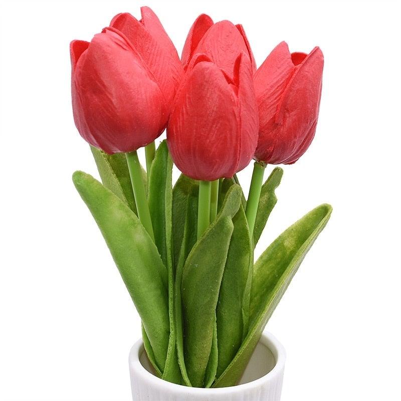 10PCS PU Fake Tulips Real Touch beautiful and Eligant Flower Real Touch Bouquet For Wedding Decoration Flowers Home Garden Decor