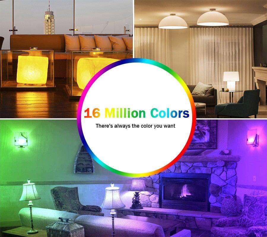 110V 220V Bluetooth E27 RGBW LED Bulb Lights 5W 10W 15W RGB Lampada Changeable Colorful RGBWW LED Lamp With Remote+Memory Mode Smart Light Bulbs, RGBCW Color Changing Light Bulb Dimmable, 7W A19 led Bulb 60W Equivalent, Smart Bulbs That Work