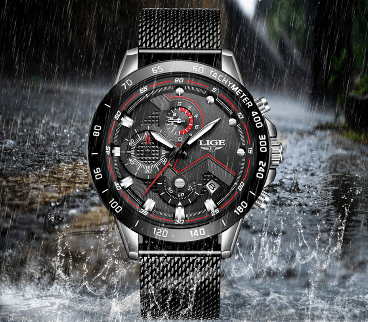 Men's Sports Waterproof Watch With Stainless Steel Bracelet Unique Design Perfect Gift For Your Man