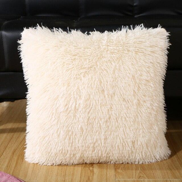 2021 Soft Fur Plush Cushion Cover Pillowcase For Home Decor Pillow Cover Bed Sofa Decorative Soft Fluffy Plush Pillowcases Square Autumn Cushion Covers For Living Room
