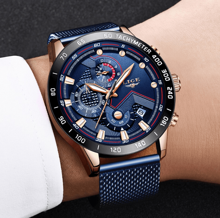 Men's Sports Waterproof Watch With Stainless Steel Bracelet Unique Design Perfect Gift For Your Man