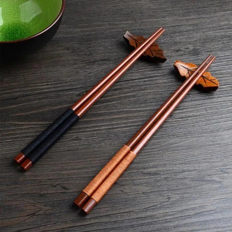 2PCS Incredible Handmade Japanese Natural Chestnut Wood Sushi Chopsticks Set Value Gift Sushi Chinese food