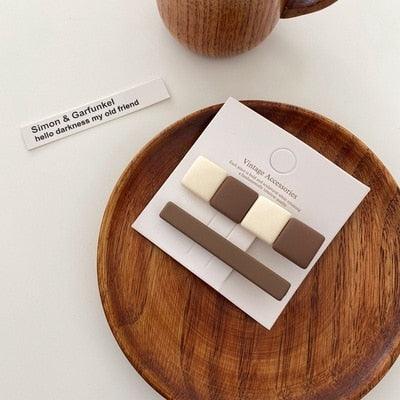 2pcs/Set Fashion Hair Clips Hairpin Geometric Korean Hairgrip Oval Square Hair Barrette Women Headband Gorgeous Hair Accessories For Women