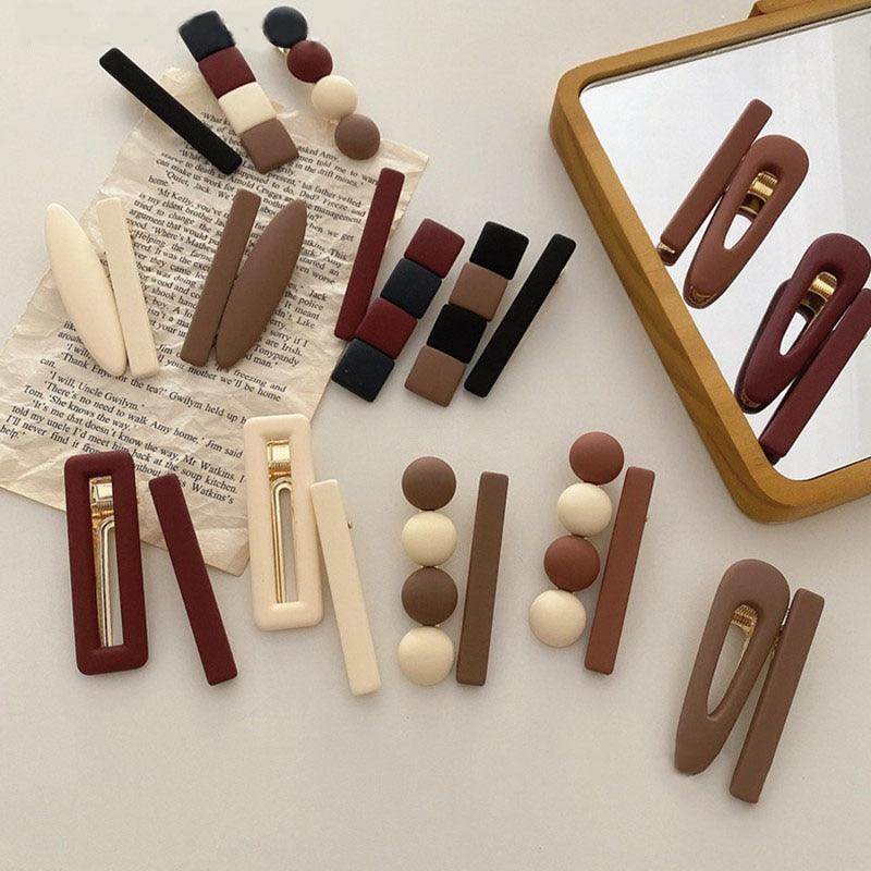 2pcs/Set Fashion Hair Clips Hairpin Geometric Korean Hairgrip Oval Square Hair Barrette Women Headband Gorgeous Hair Accessories For Women