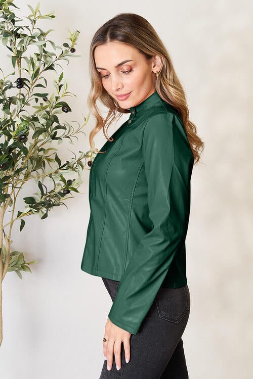 Women Classic Neck Zip-Up Jacket For Everyday Wear Elegant Girls Jacket