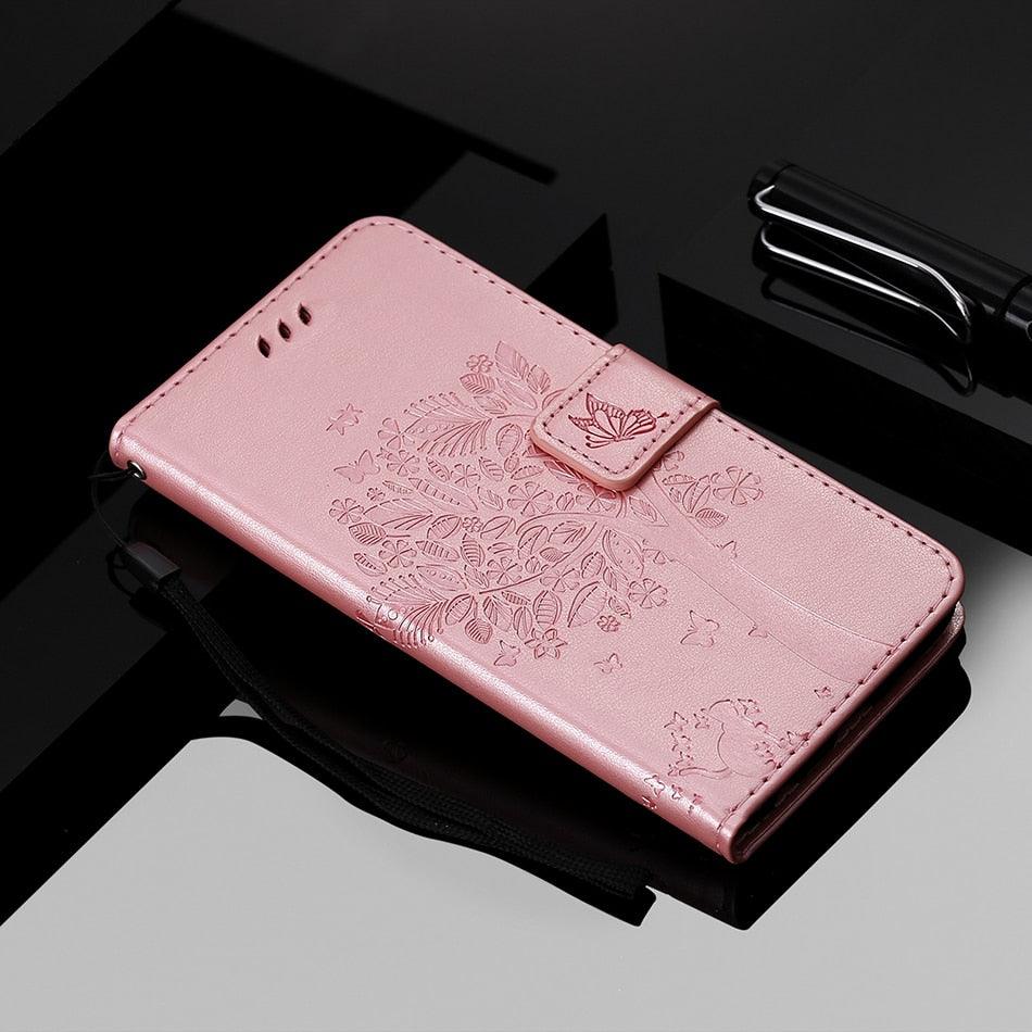 3D Tree Flip Leather Case For iPhone 13 12 Mini Phone Cover PU Leather Wallet Case with Card Holder Kickstand Wrist Strap Flip Cover for iPhone