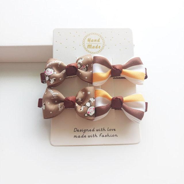 4 PCS New Cute Classic All-match Small Bowknot Girls Hair Clips Kids Hairpins Children Hair Accessories Princess Headwear Fashion Hairgrips Accessories For Party