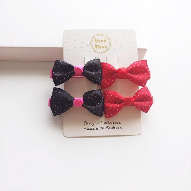 4 PCS New Cute Classic All-match Small Bowknot Girls Hair Clips Kids Hairpins Children Hair Accessories Princess Headwear Fashion Hairgrips Accessories For Party