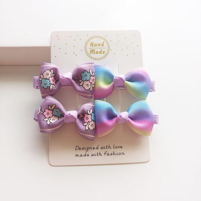 4 PCS New Cute Classic All-match Small Bowknot Girls Hair Clips Kids Hairpins Children Hair Accessories Princess Headwear Fashion Hairgrips Accessories For Party