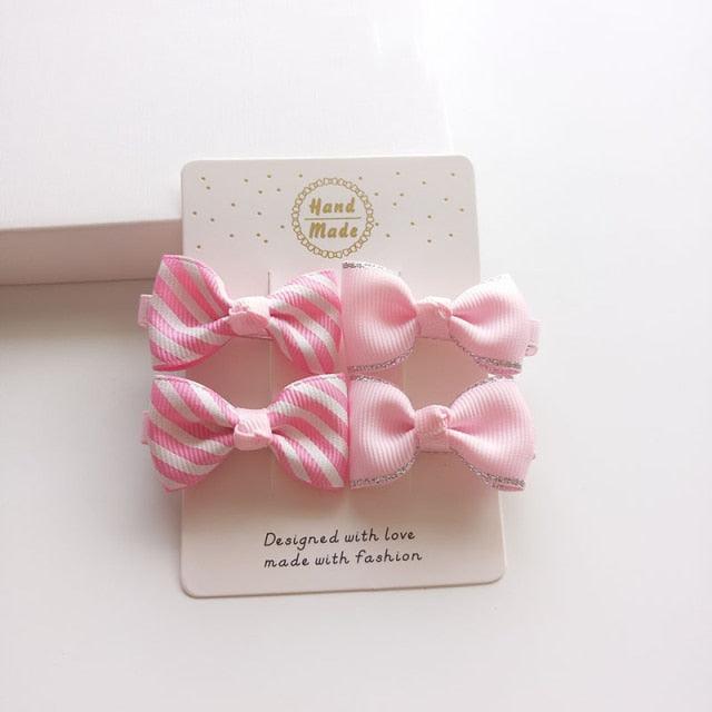 4 PCS New Cute Classic All-match Small Bowknot Girls Hair Clips Kids Hairpins Children Hair Accessories Princess Headwear Fashion Hairgrips Accessories For Party