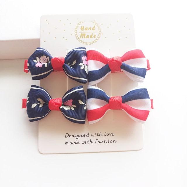 4 PCS New Cute Classic All-match Small Bowknot Girls Hair Clips Kids Hairpins Children Hair Accessories Princess Headwear Fashion Hairgrips Accessories For Party