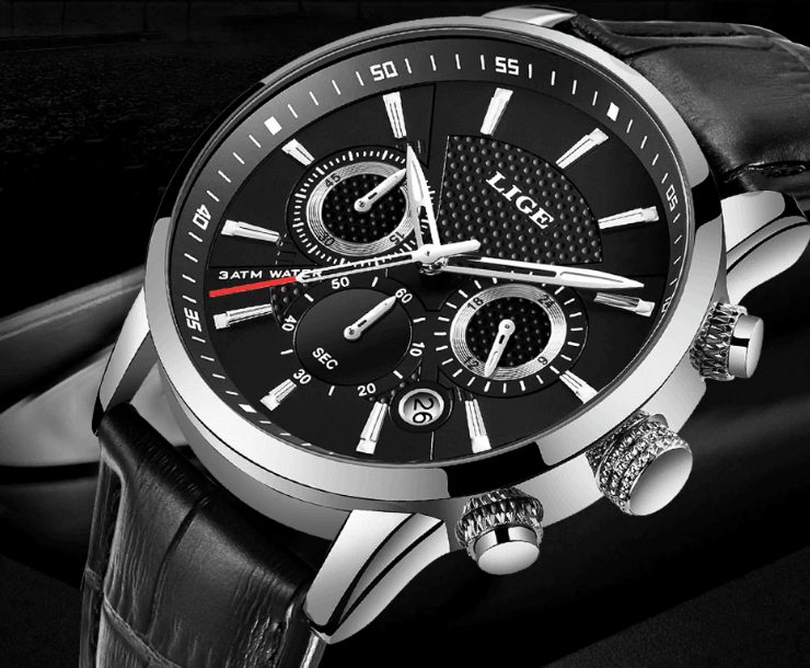 Men's Waterproof Watch With Chronometers Day View Sport Analog Watches Excellent Look Perfect Gift For Him