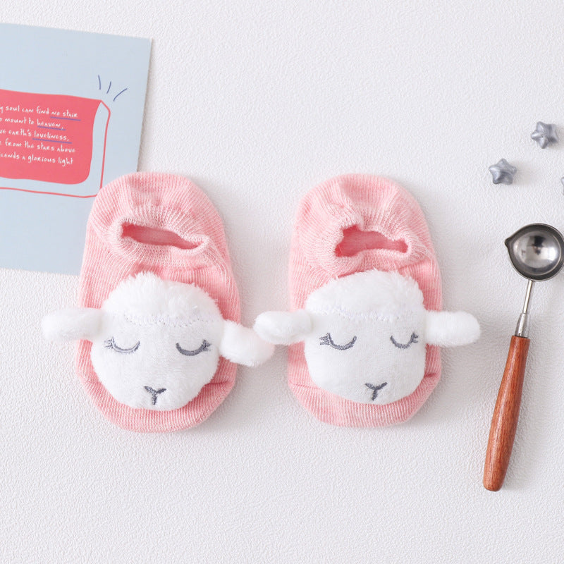 1 Pair Cartoon Cotton Baby Rubber Sole Anti Slip Floor Socks For Newborn Girls And Boys Kids