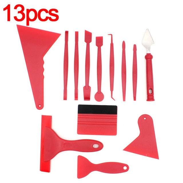 7/13pcs Car Vinyl Film Wrapping Tools Car Sticker Film Scraper Kit Auto Felt Squeegee Scraper Set Knife Decal Plaste Accessories