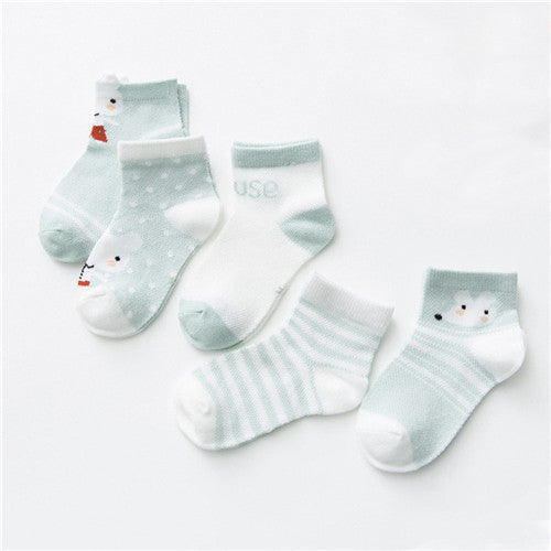 5 Pairs Cute Summer Breathable Mesh Cotton Infant Baby Socks For Newborn Boys And Girls