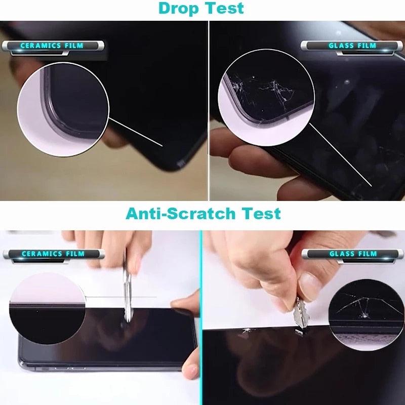 3PCS 100D Ceramic Protective Glass For iPhone 14 13 12 Mini 11 Pro XR XS Max X 8 7 Plus SE 2020 Soft Screen Protector Film Series Tempered Glass Screen Protector