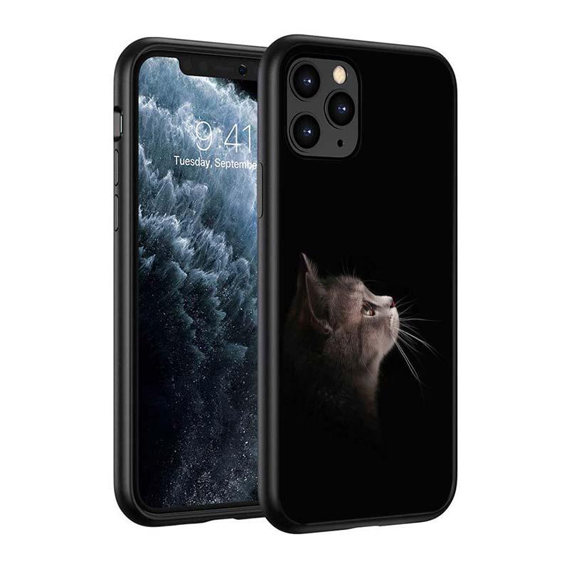 Black Big Eye Cat Cover Phone Case For iPhone 14 13 12 11 Pro Max Mini XS Max X XR Silicone Black Anti-Fingerprint Anti-Fall Clear Soft Anti-Yellow Cover Silicone Case