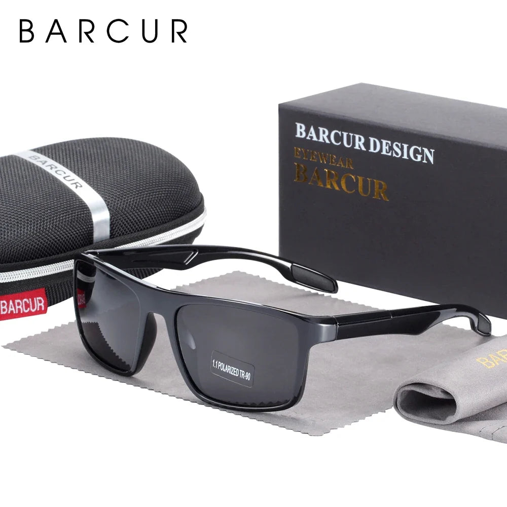 BARCURTR90 Ultralight Polarized Sunglasses for Men Vintage Square Eyewear with UV400 Protection for Summer