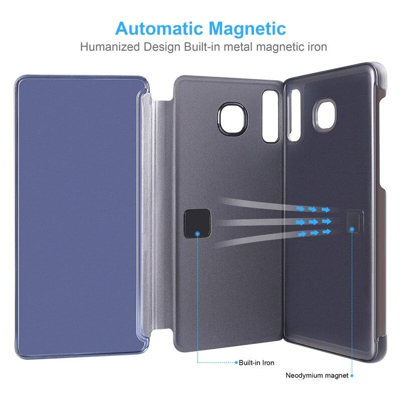Smart Flip Phone Case For iPhone X XR XS 5 5S SE 7 8 6 6S Plus 11 12 13 Mini Pro Max 2020 Mirror Window Standing Holder Cover Mirror Screen Smart Plating Case 360 Full Body Ultra Thin Intelligent Protective Case