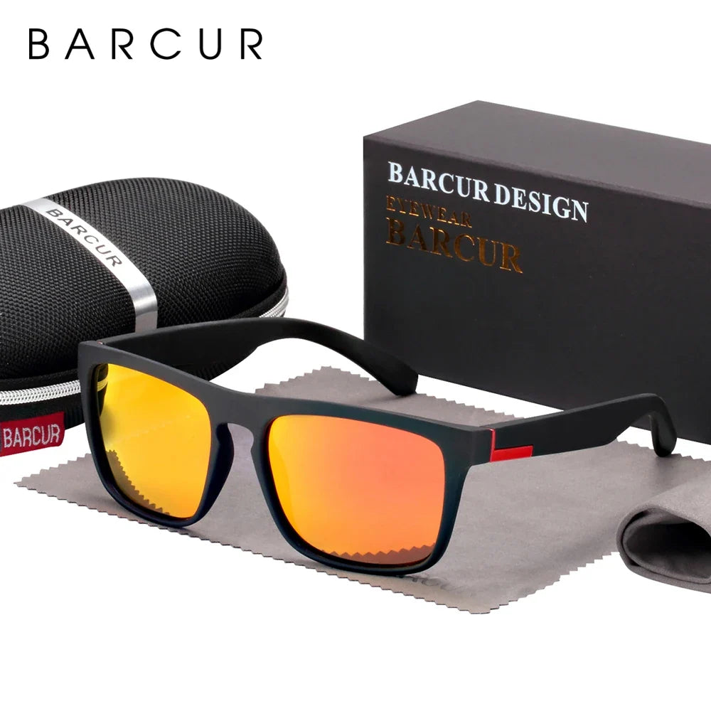 BARCUR Men's Polarized Driving Sunglasses – UV400 Protection Lightweight TR90 Frame Anti-Glare Lens Stylish Oculos de Sol Summer Sunglasses