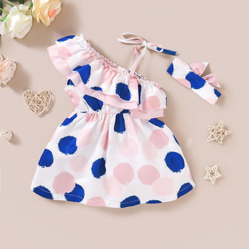 Baby Girl Dress Cute Dot Sleeveless Newborn Bowknot Dress with Headband Set Princess Baby Girl Party Clothes In Modern Design