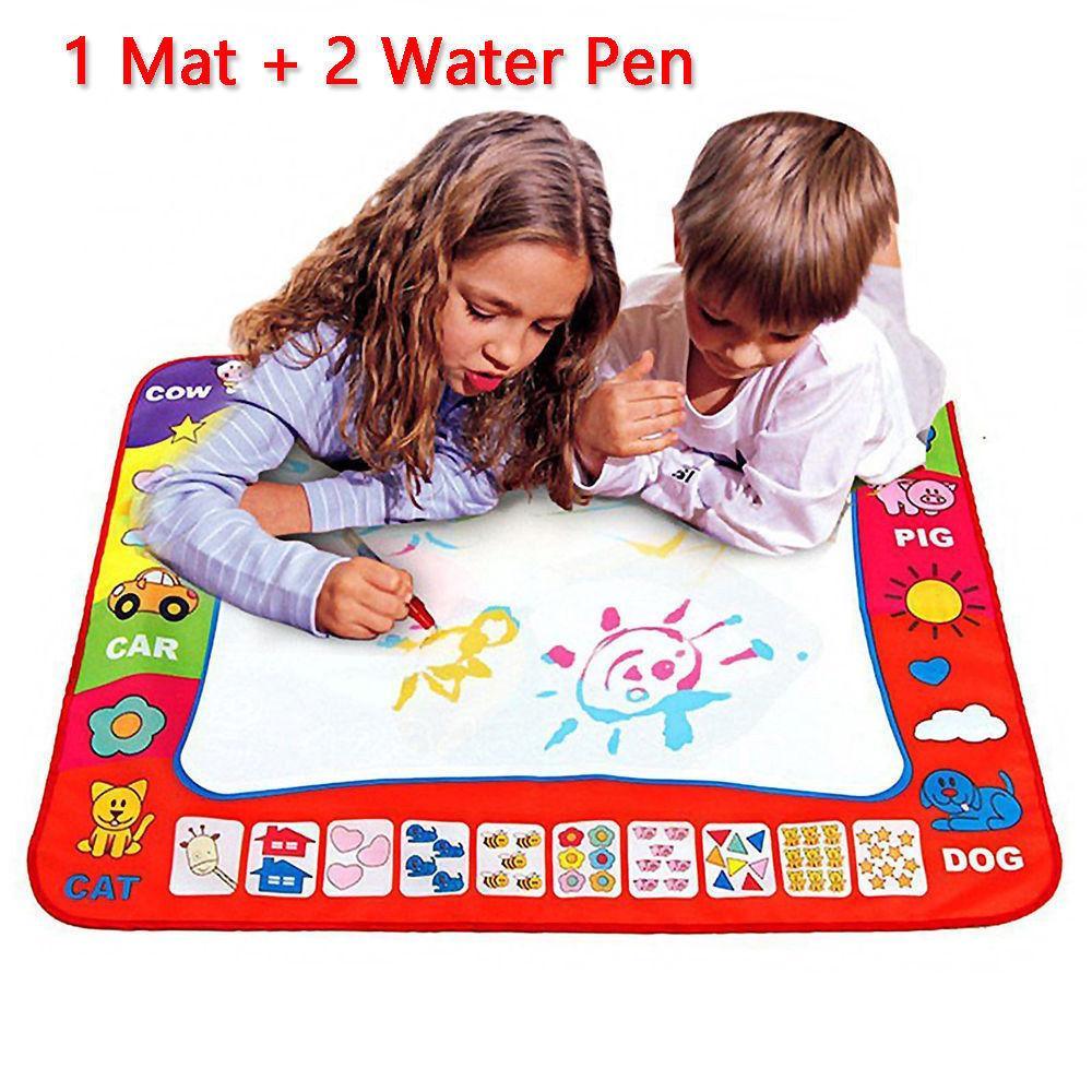 1-6 Years Children Kids Baby Drawing Educational Water Mat Drawing Painting Toddler Board/ Charpet With Magic Water Pen Gift 45.5 X 29cm (White)