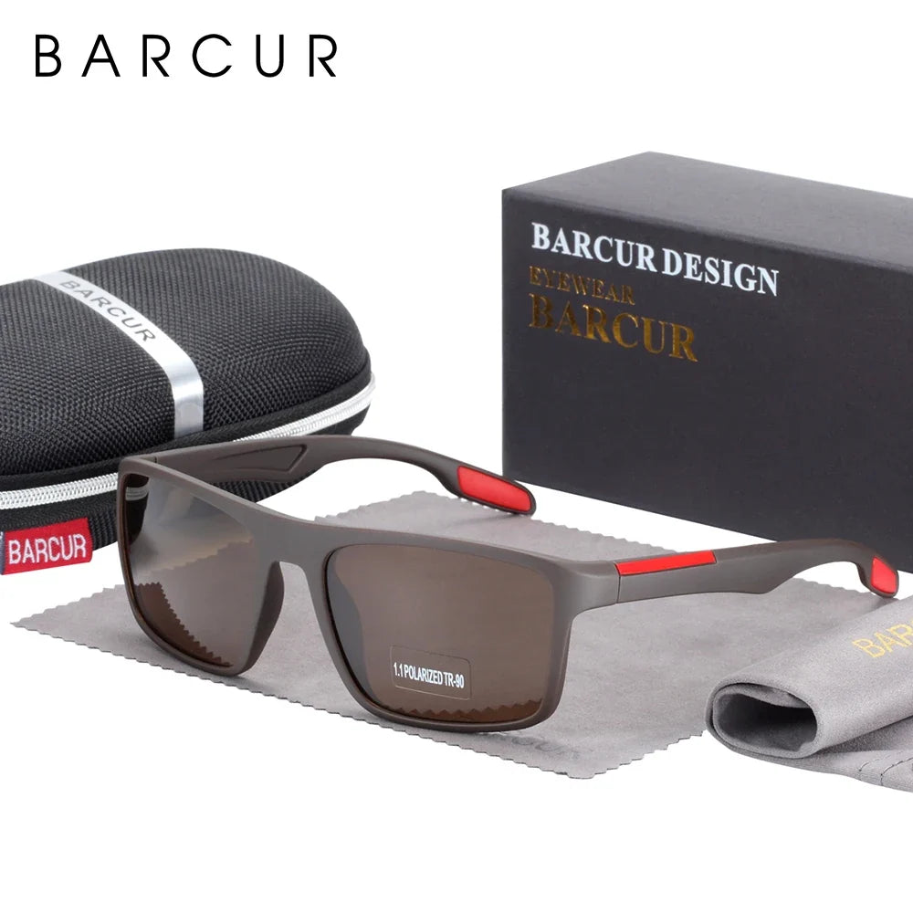 BARCURTR90 Ultralight Polarized Sunglasses for Men Vintage Square Eyewear with UV400 Protection for Summer