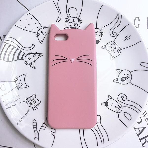 Cat Soft Silicone Mobile Phone Case Back Cover 3D Cute Bear Seal Phone Case For iPhone 6 6S 7 8 Plus X Case Cartoon Cat Ear Silicone Case For iPhone5S SE 8 Plus