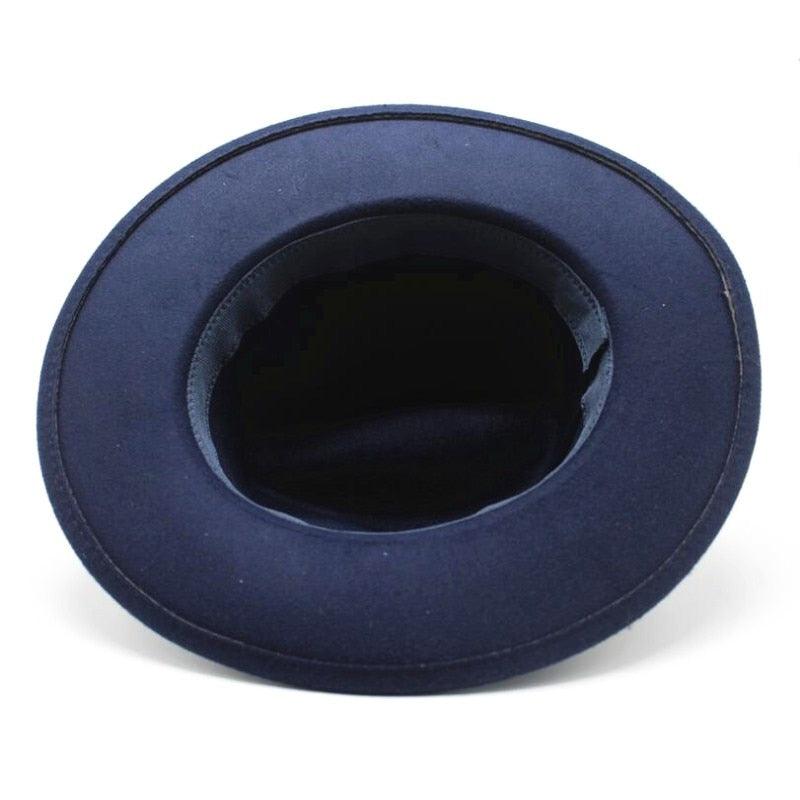 Vintage Winter Autumn Woolen Women Men Belt Buckle Fedora Hat Classic Wide Brim Floppy Hat Retro Warm Top Hat Vintage Cap Women Fedoras Durable Hat