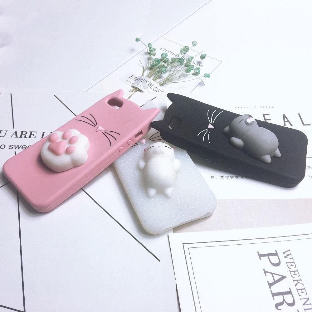 Cat Soft Silicone Mobile Phone Case Back Cover 3D Cute Bear Seal Phone Case For iPhone 6 6S 7 8 Plus X Case Cartoon Cat Ear Silicone Case For iPhone5S SE 8 Plus