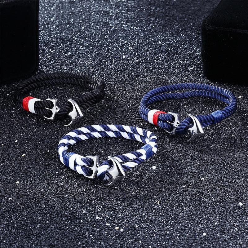 High Quality Anchor Bracelets Charm Nautical Survival Rope Chain Paracord Bracelet Male Wrap Metal Sport Hooks For Men