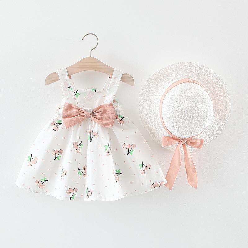 Baby Girls Dress with Sleeveless Print Floral for Birthday Party Princess Dress With Hat In Elefant Modern Style