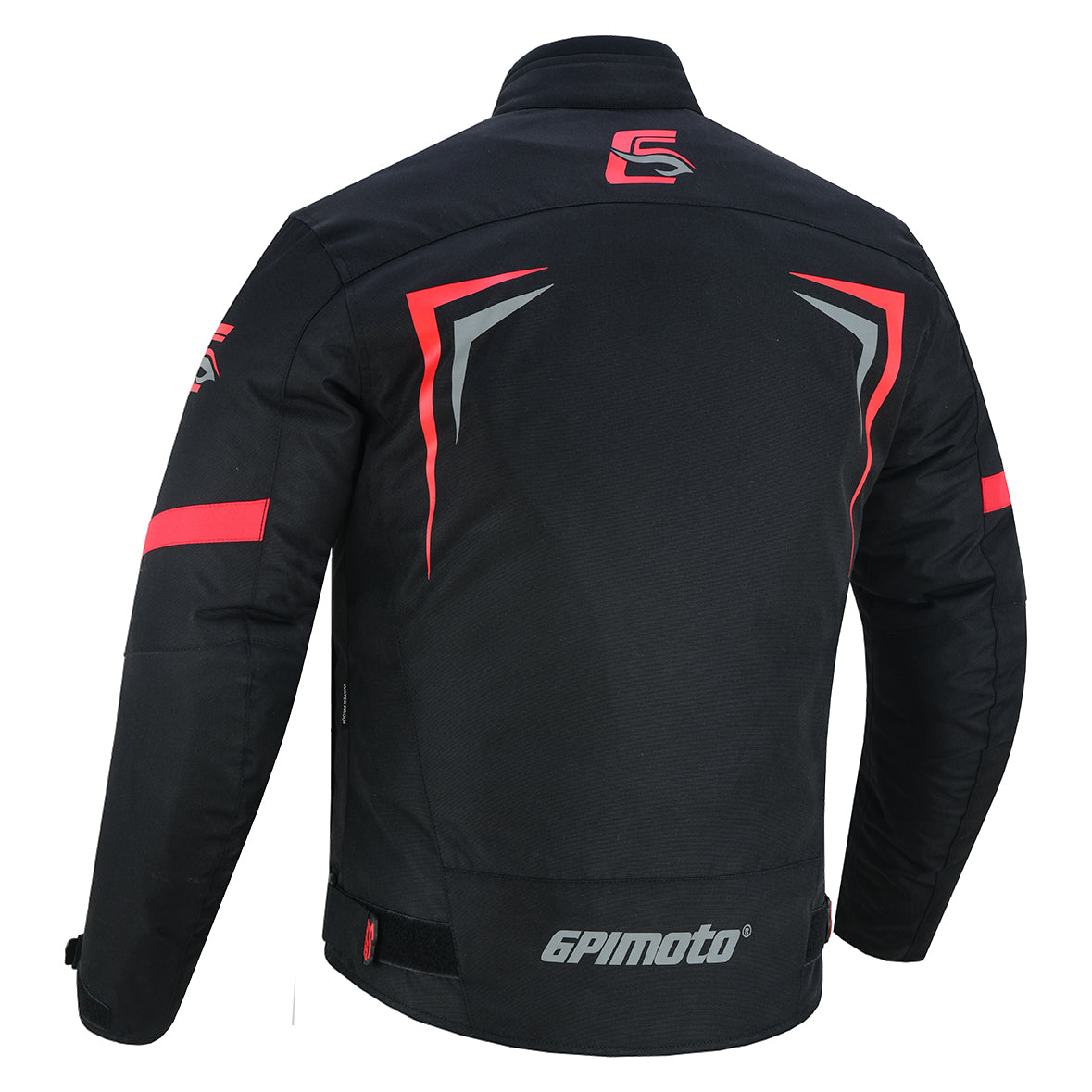 Men's All Season 4 Pockets Water Proof Motorcycle Black/Grey/Red Jacket-