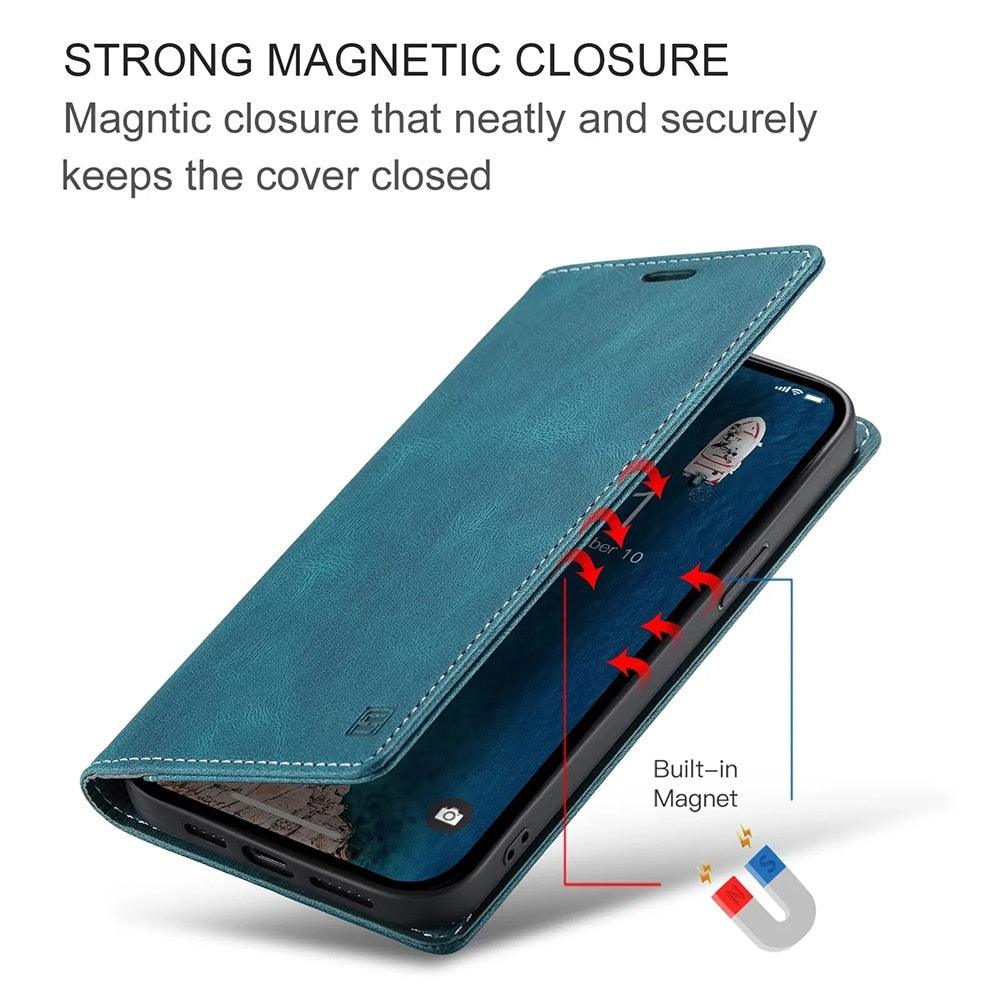 Vintage Wallet Case Card Holder Kickstand Built-in Magnetic Flip Leather Case for iPhone Leather Cases for iPhone 14 13 12 11 Pro Max Mini XR XS Max 8 7 6s Plus Wallet Flip Cover