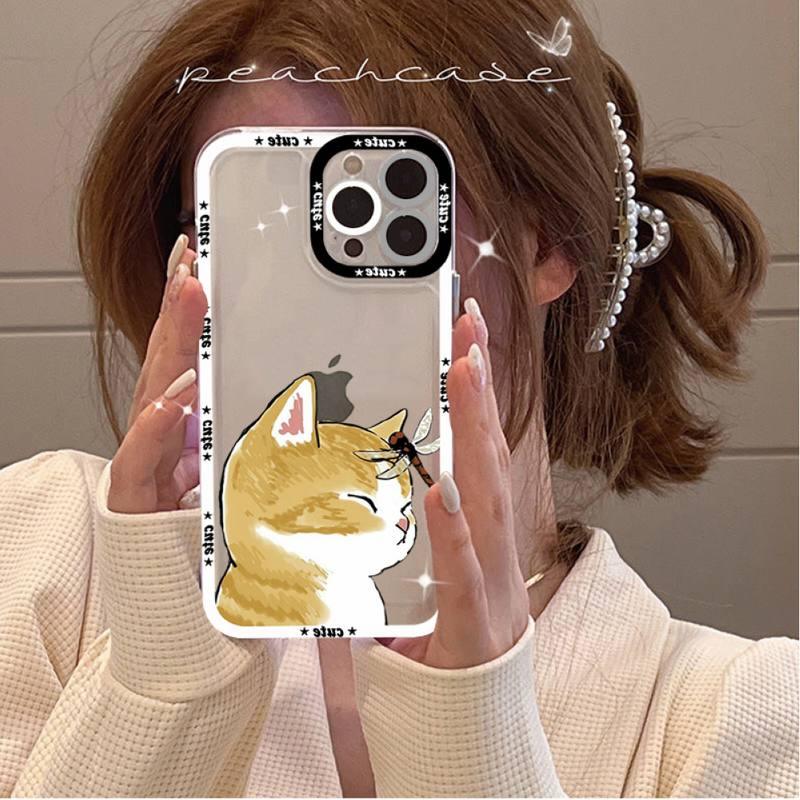 Cute Cat Phone Case for iPhone 11 12 13 Mini Pro Max 14 Pro Max Case shell Blank Printable Phone Case for Soft Rubber Cool Polish Phone Case