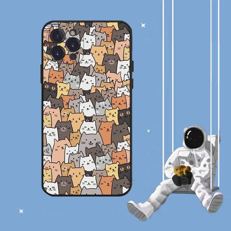 Cat Cute Art Phone Case For Iphone 8 7 6 6s Plus X Se 2020 Xr Xs 14 11 12 13 Mini Pro Max Mobile Case Transparent Soft Protective Clear Case Compatible For Iphone