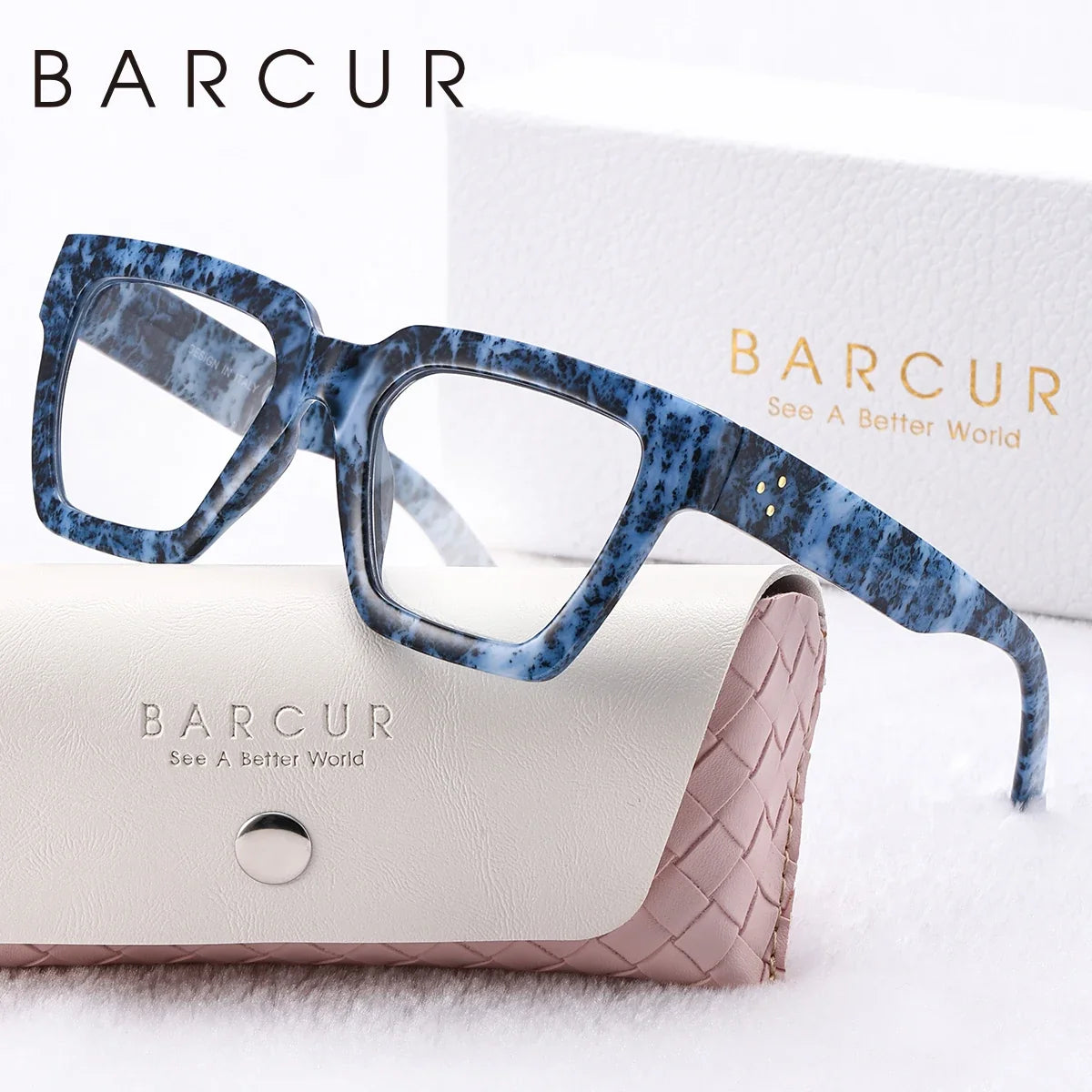 BARCUR Large Fashionable Frame Pink Reading Glasses for Women – Stylish Square Thick Frame Eyewear with Multi-Degree Options for Men & Women – Lightweight Blue Light Blocking Computer Glasses with White Gift Box for Home Office & Study