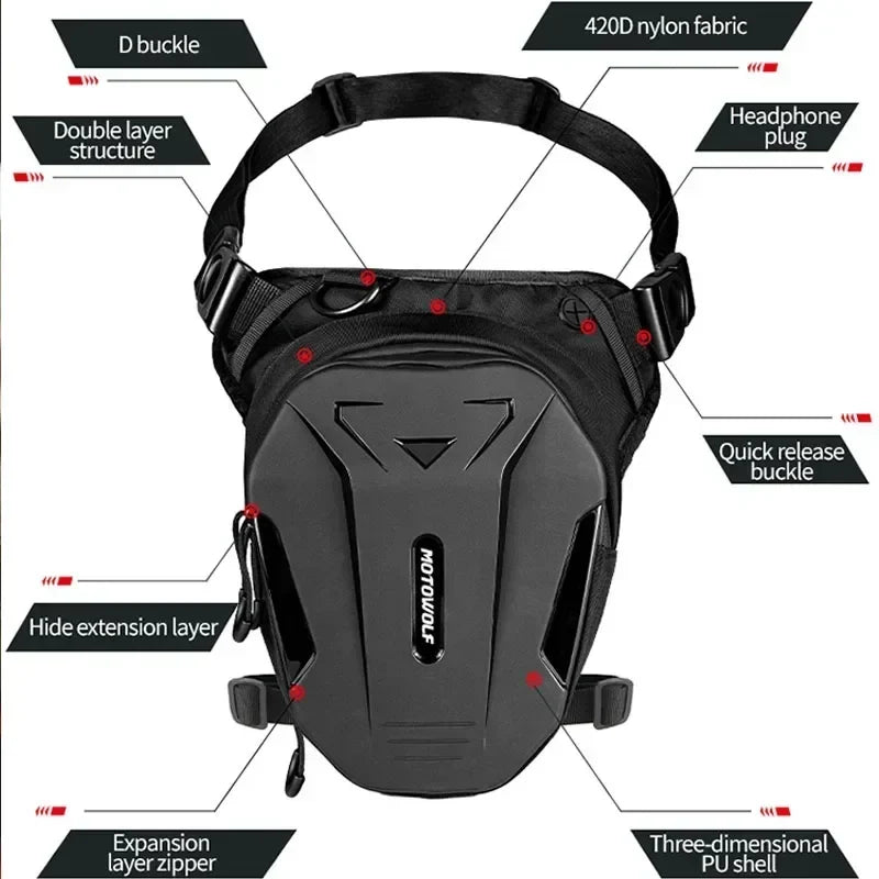 Motorcycle Bag Leg Side Hard Shell Fanny Pack