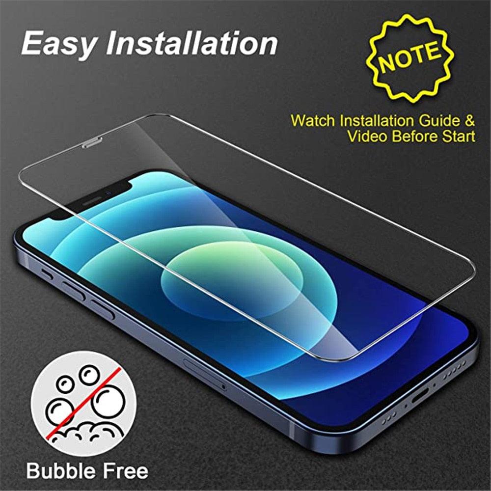 4PCS Tempered Glass for iPhone 11 12 13 Pro XR X XS Max Screen Protector on for iPhone 14 Pro Max Mini 7 8 6 6S Plus 5S SE Glass Tempered Glass Pad Full Screen Screen Protector