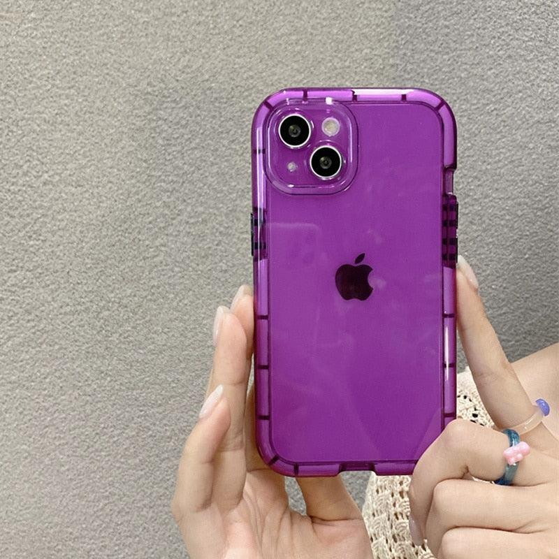 Luminous Shockproof Bumper Phone Case For iPhone 11 14 Pro Max 12 11 13 Pro Max X XR XS Max Transparent Back Cover Full Bumper Case Strong Classic Phone Case